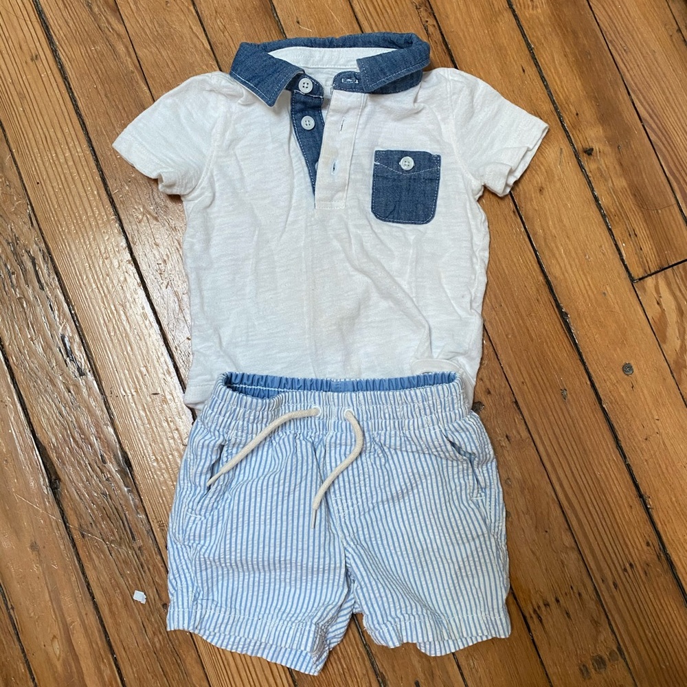 BABY GAP Polo Shirt and Seersucker Shorts 12-18 mo
